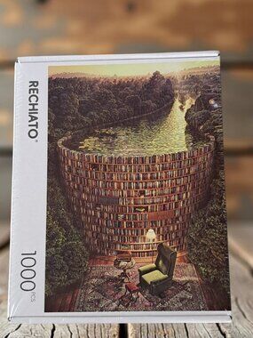 JIGSAW PUZZLE BOOKSHELF CANAL BY RECHIATO 1000 PIECE...NEW/SEALED